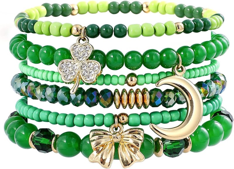 Aigrnc Boho Beaded Stretch Bracelets For Women Stackable Crystal Gold Plated Beaded Bracelets Set Trendy Handmade Friendship Braeclet Jewelry Gifts - Image 1